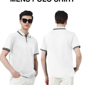 ZITY Mens Polo Shirt Short Sleeve Sports Golf Tennis Shirts for Men Summer Collared Casual Shirt White Black