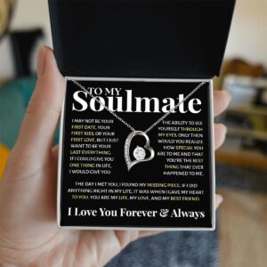 To My Beautiful Soulmate Necklace For Women, Necklace For Wife From Husband, Girlfriend Necklace From Boyfriend, Wife Birthday Gifts From Husband, Gifts Boxes For Women, Soulmate Necklace For Her