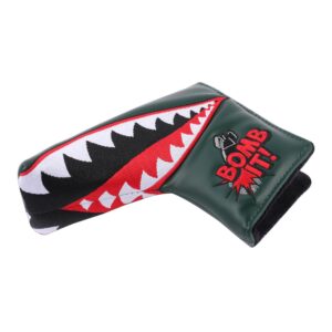 SHABIER New War Shark Flying Tiger Warshark Golf Putter Headcover Golf Blade Putter Cover (Dark Green)