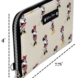 Disney Wallet Wristlet Zip Clutch Faux Leather (Minnie Mouse Cream)