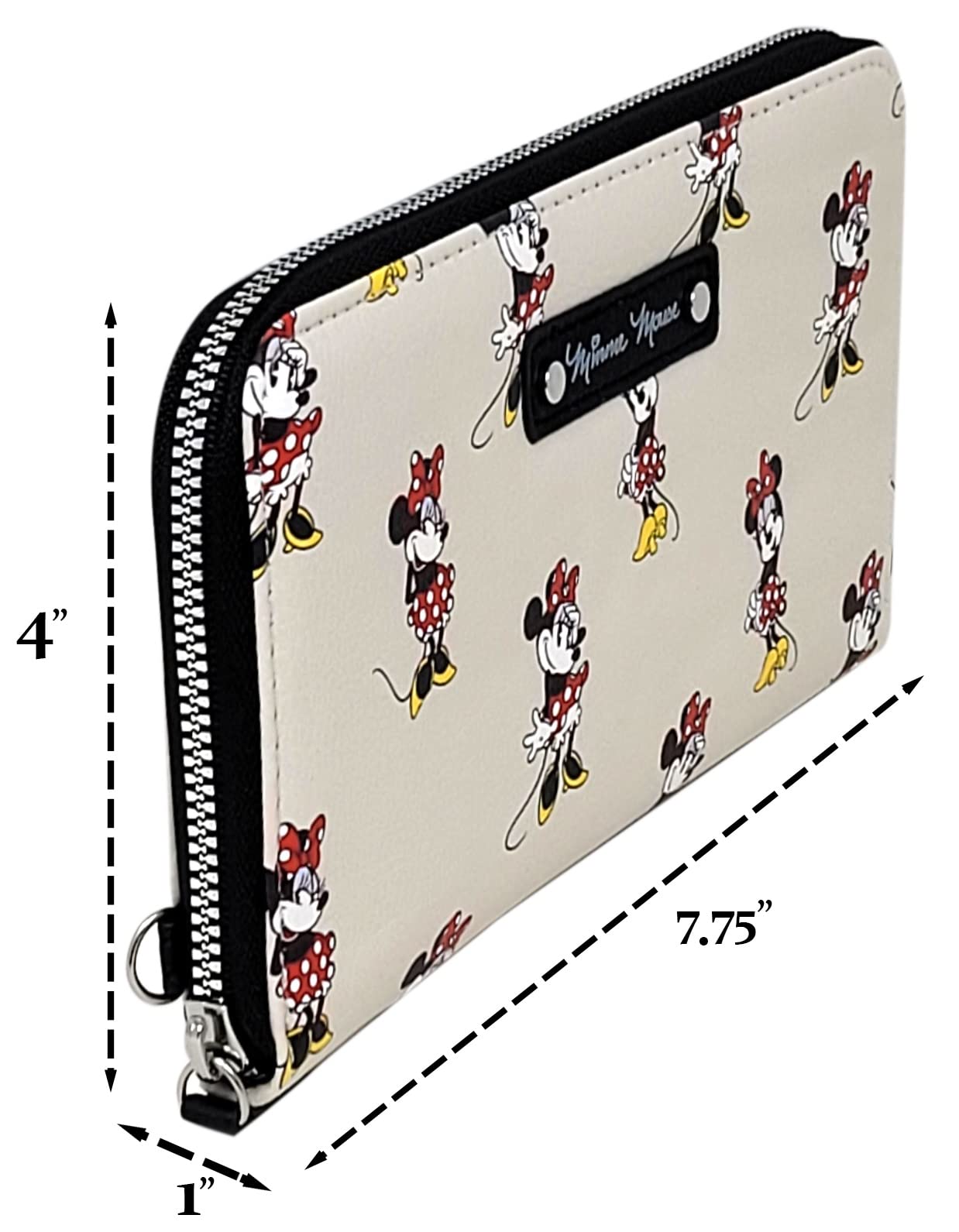 Disney Wallet Wristlet Zip Clutch Faux Leather (Minnie Mouse Cream)