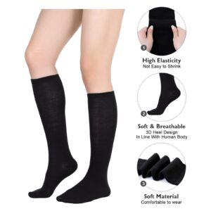 Women’s Knee High Socks Long Athletic Thin Thigh High Stocking Outdoor Sport Casual Tube Socks 2 Pack Black