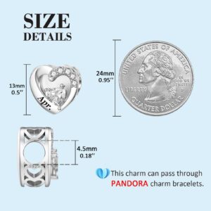 SEVENWELL Birth Month Flower Charm Fit Pandora Bracelets Heart Engraved Custom Personalized Jewelry Birthday for Her