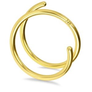 MeIighting 14K Solid Gold Double Nose Rings Hoop for Single Piercing 20G Twist Nose Ring Double Hoop for Women Nose Piercing Jewelry for Men Nose Hoops