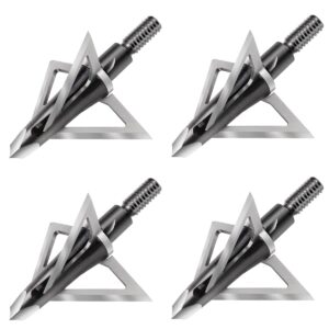 DEEPOWER 4-Pack Broadheads 100 Grain 3 Fixed Blade Broadheads 1 'Inch Cut Diameter Carbon Steel Ferrule Arrow Broadhead for Crossbows and Compound Bow