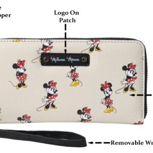 Disney Wallet Wristlet Zip Clutch Faux Leather (Minnie Mouse Cream)