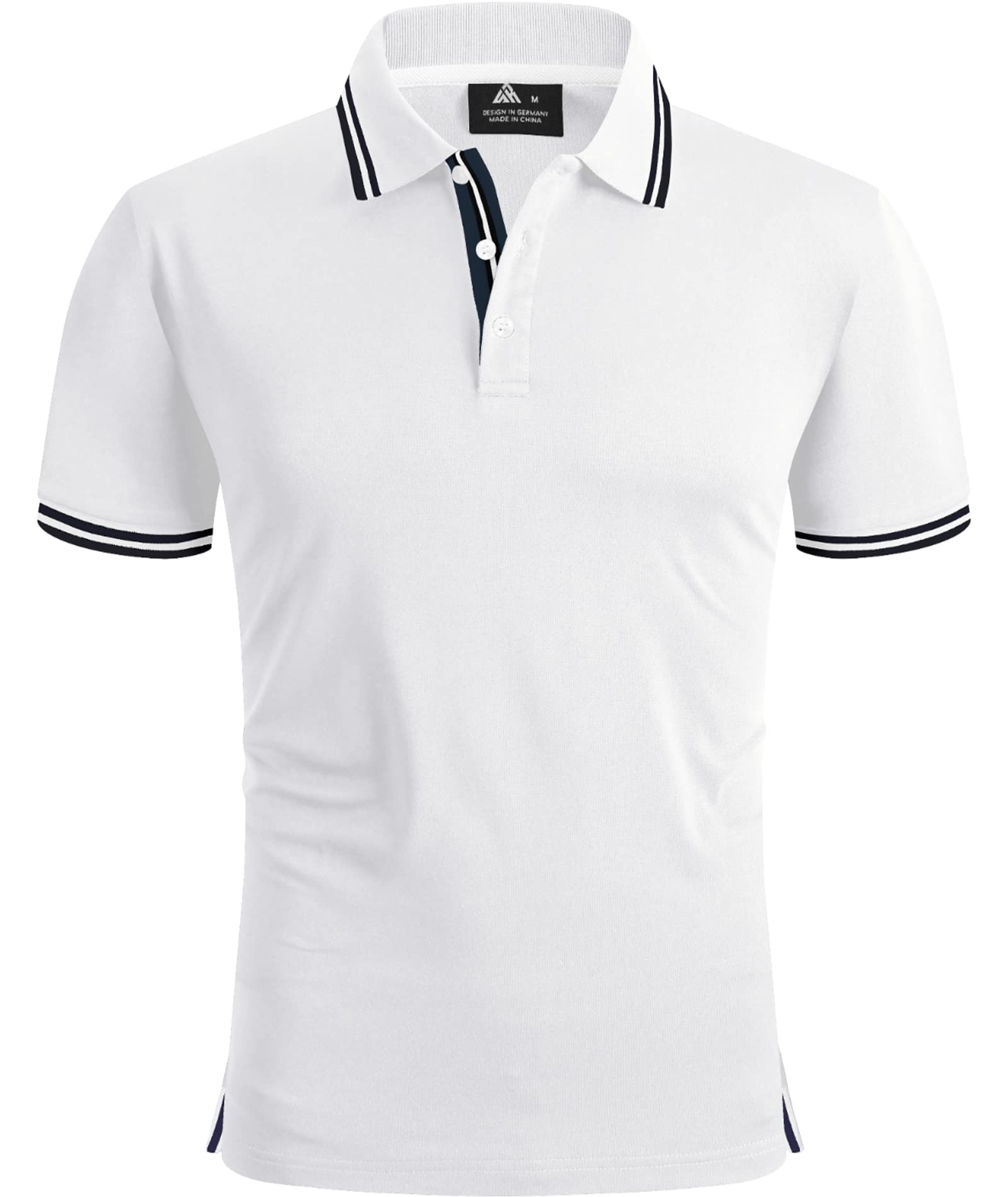 ZITY Mens Polo Shirt Short Sleeve Sports Golf Tennis Shirts for Men Summer Collared Casual Shirt White Black