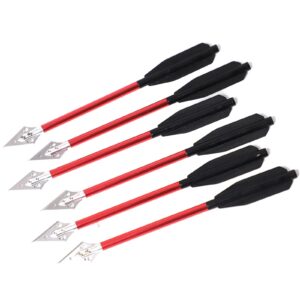 6.25 Inch Aluminum Crossbow Bolts Set with Sharp Metal Tip 50-80LB Mini Archery Crossbow Arrows for Shooting Target Practice Small Hunting Game (12pcs, Red)