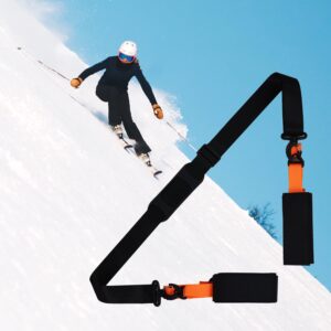 BOXOB Ski Strap and Pole Carrier, Adjustable Ski Carrier Straps Cushioned Ski Straps for Downhill Skiing Gear Ski Accessories for Adults Teens Skiing Snowboarding Winter Outdoor Activities