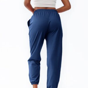 FLYEARTH Sweatpants for Women Cinch Bottom Lounge Comfy Athletic Joggers Running Trousers Drawstring Pants with Pockets Navy Blue