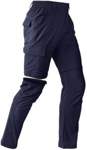 mens hiking convertible pants waterproof lightweight quick dry zip off fishing travel safari outdoor cargo work trekking trousers navy 36