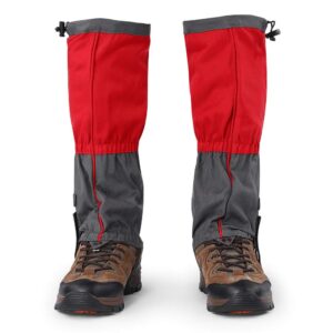 plplaaoo Leg Gaiters,1 Pair Outdoor Waterproof Sports Climbing Hiking Legging Gaiters Shoe, Snow Accessories, Gaiters Gators for Hiking, Boots Cover, Hunting Gear and Equipment for Adults(Red)