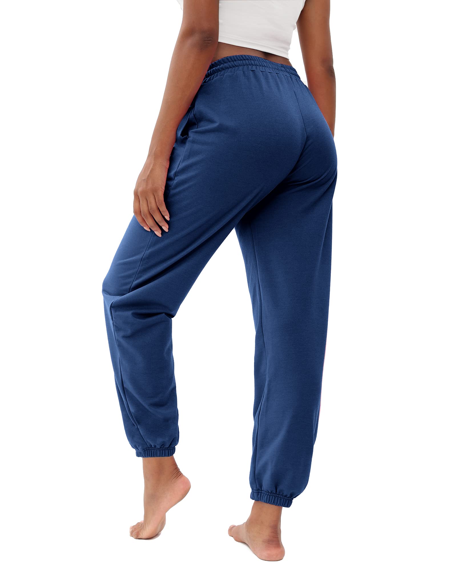 FLYEARTH Sweatpants for Women Cinch Bottom Lounge Comfy Athletic Joggers Running Trousers Drawstring Pants with Pockets Navy Blue