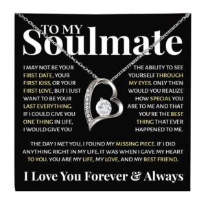 To My Beautiful Soulmate Necklace For Women, Necklace For Wife From Husband, Girlfriend Necklace From Boyfriend, Wife Birthday Gifts From Husband, Gifts Boxes For Women, Soulmate Necklace For Her