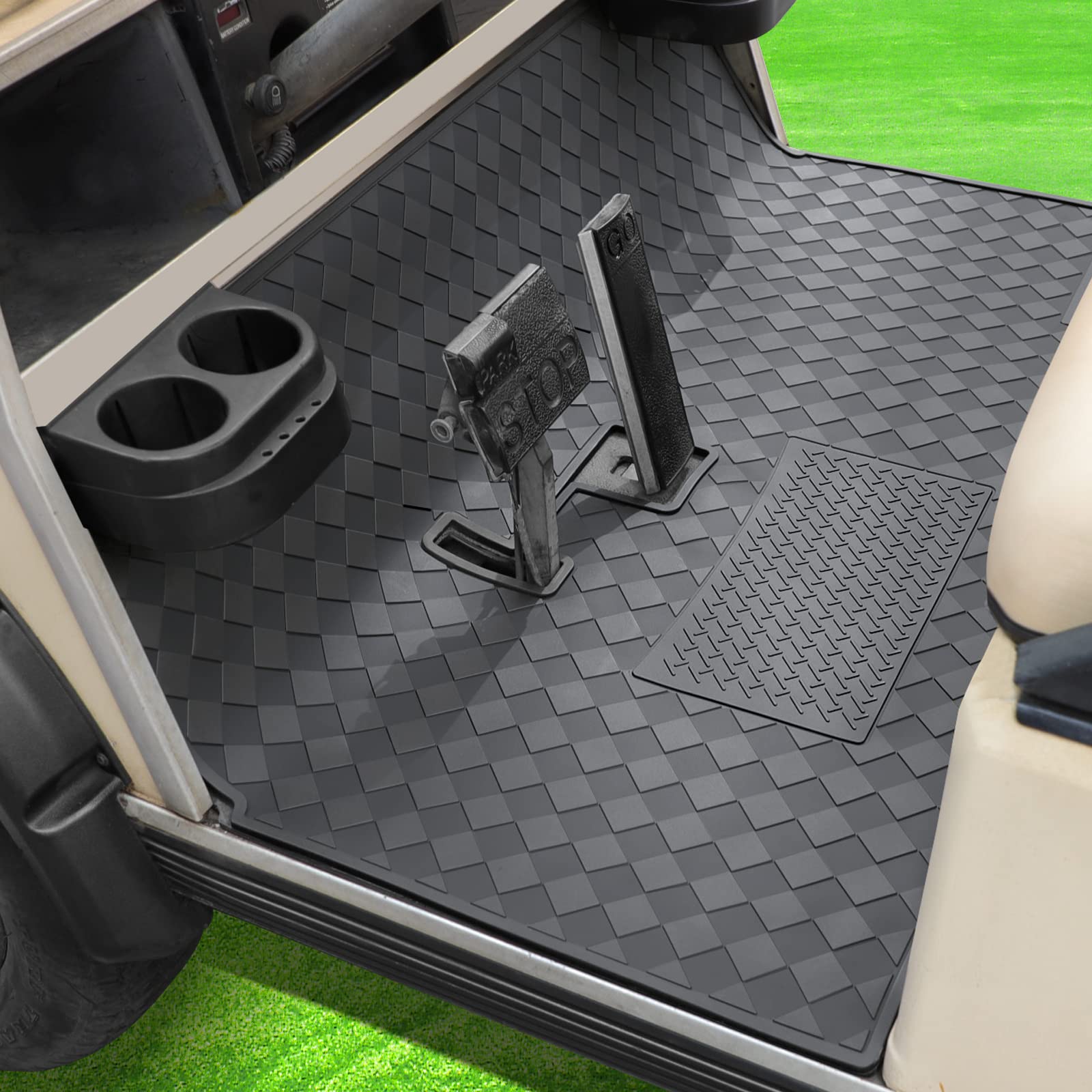 Roykaw Club Car DS Golf Cart Mat Full Coverage Floor Liner for Club Car DS (1982-2013) & Villager (1982-2018), Non-Slip Designed and Easy to Clean, Heavy-Duty Design/Lays Flat Well/Fits Like a Glove