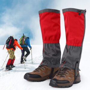 plplaaoo Leg Gaiters,1 Pair Outdoor Waterproof Sports Climbing Hiking Legging Gaiters Shoe, Snow Accessories, Gaiters Gators for Hiking, Boots Cover, Hunting Gear and Equipment for Adults(Red)