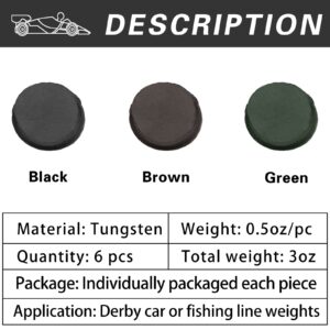 3oz Tungsten Putty Weights, Colorful Incremental Tungsten Weight for Pinewood Derby Car and Fly Fishing Sinker(6pcs- 0.5oz Each)