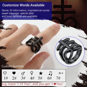 Stainless Steel Leviathan Cross Ring Satanic Jewelry Size 7 Black Customize Pinky Rings