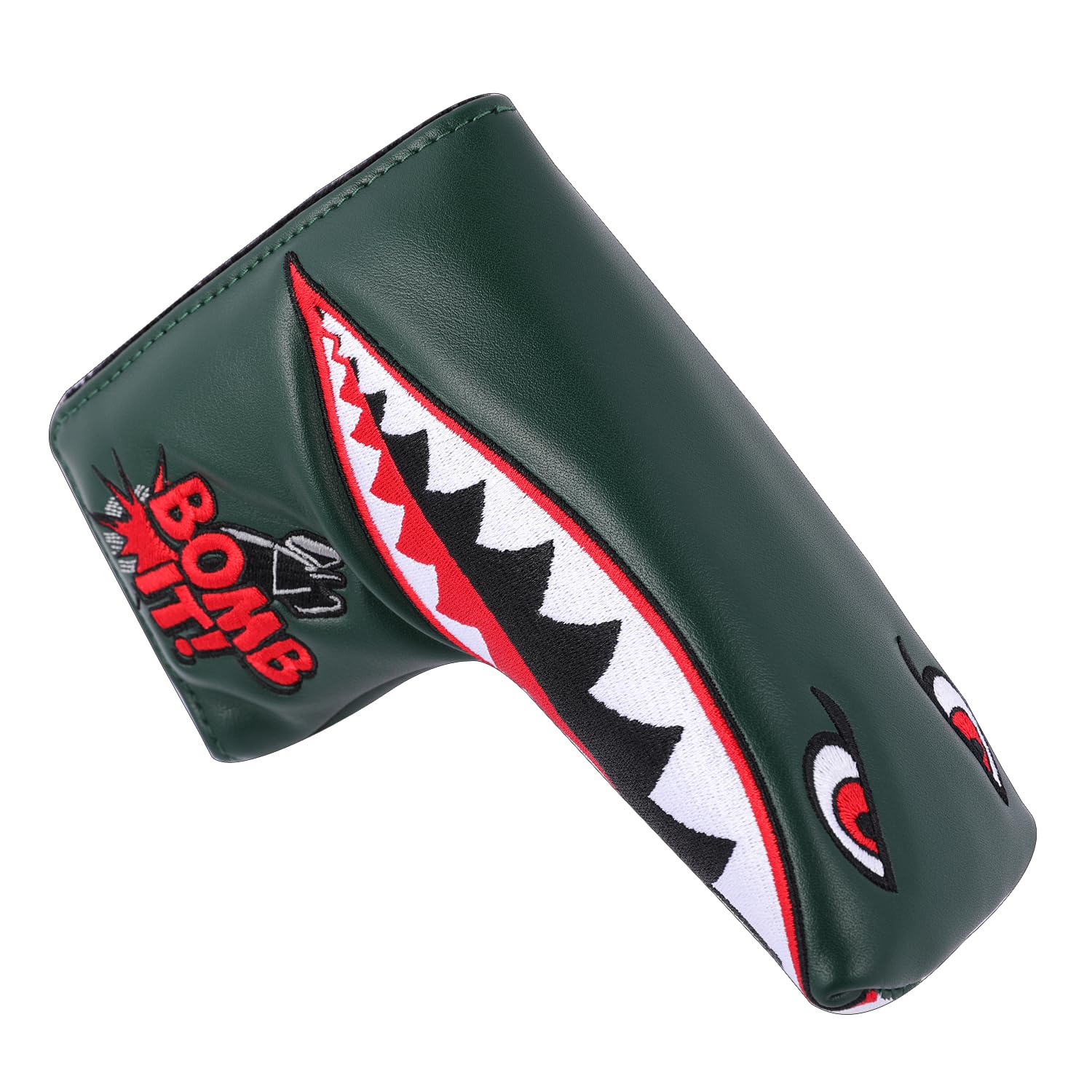 SHABIER New War Shark Flying Tiger Warshark Golf Putter Headcover Golf Blade Putter Cover (Dark Green)