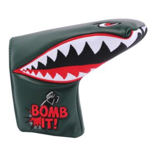 SHABIER New War Shark Flying Tiger Warshark Golf Putter Headcover Golf Blade Putter Cover (Dark Green)