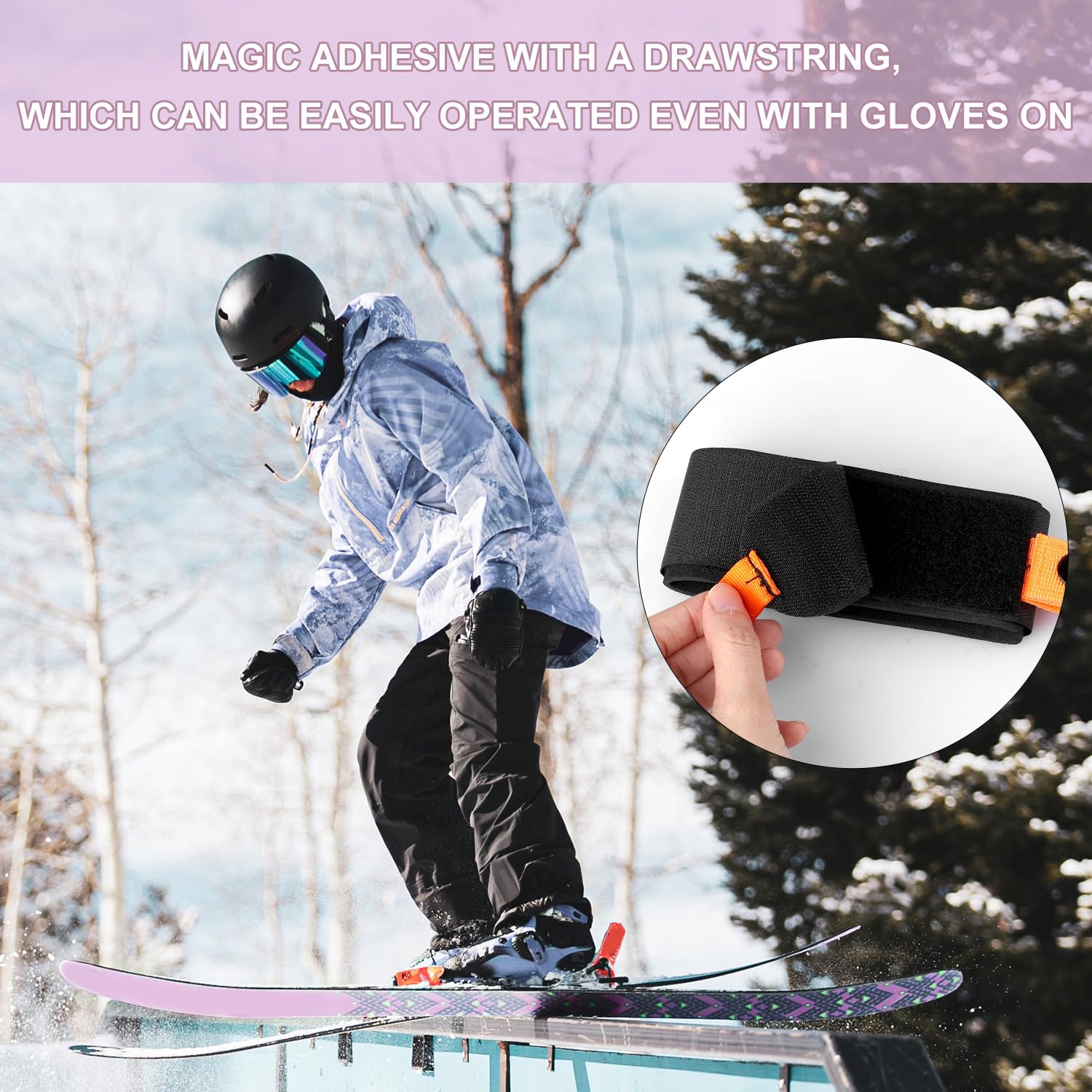 BOXOB Ski Strap and Pole Carrier, Adjustable Ski Carrier Straps Cushioned Ski Straps for Downhill Skiing Gear Ski Accessories for Adults Teens Skiing Snowboarding Winter Outdoor Activities