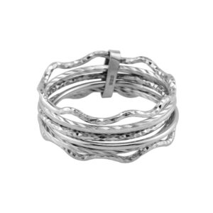 silvershake 925 sterling silver white gold plated thin mixed texture band-7 wraparound skinny wire stackable ring handmade jewelry for women size 8