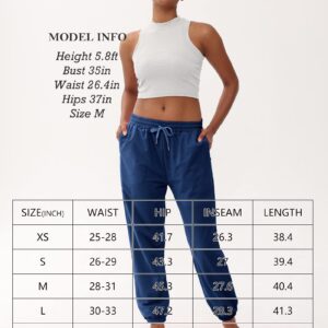 FLYEARTH Sweatpants for Women Cinch Bottom Lounge Comfy Athletic Joggers Running Trousers Drawstring Pants with Pockets Navy Blue