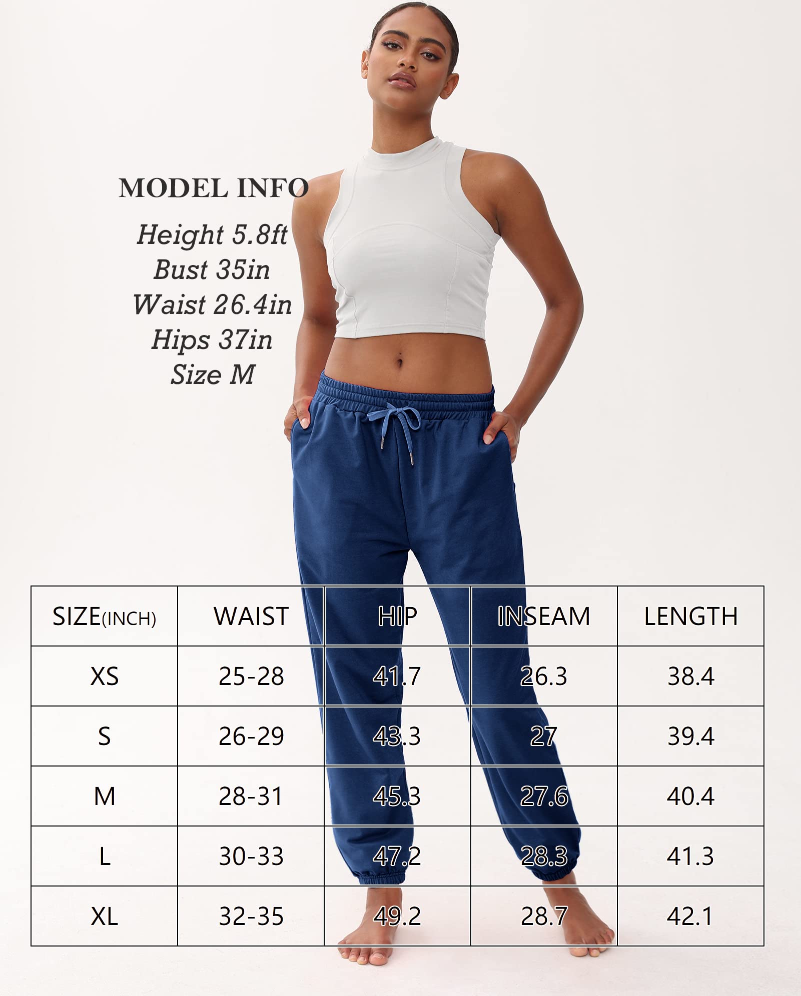 FLYEARTH Sweatpants for Women Cinch Bottom Lounge Comfy Athletic Joggers Running Trousers Drawstring Pants with Pockets Navy Blue