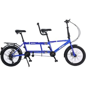 petolovty tandem bike - city tandem folding bicycle, foldable tandem adult beach cruiser bike adjustable 7 speeds, 2-seater, ce fcc ccc (blue)