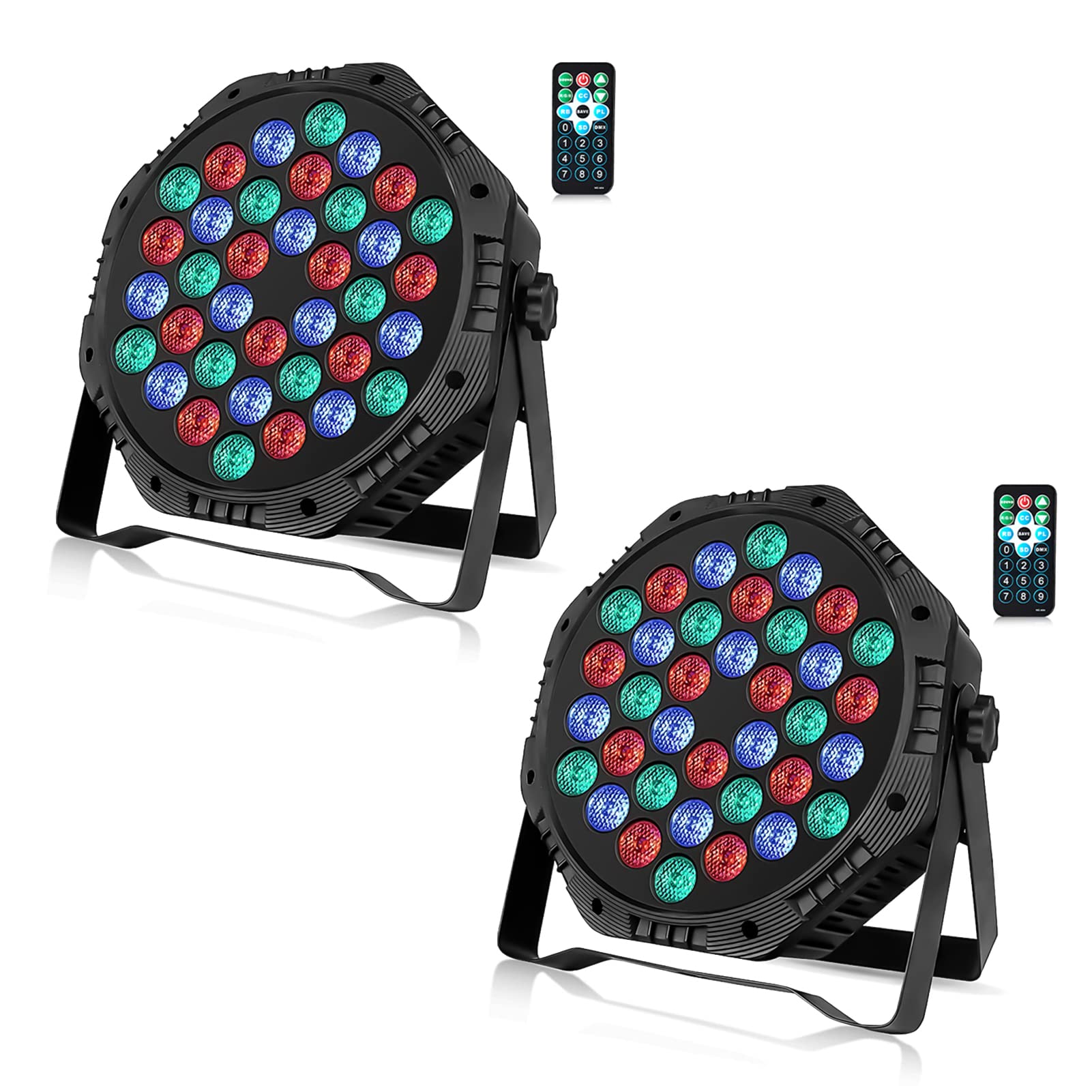 ZKEEZM 36 Led Stage Lights - DJ Par Lights, RGB Party Lights, 7 Colours Lighting with Sound Activated, Remote & DMX Control, DJ Uplighting for Parties, Birthday, Christmas, Bar, Wedding & Music Dance