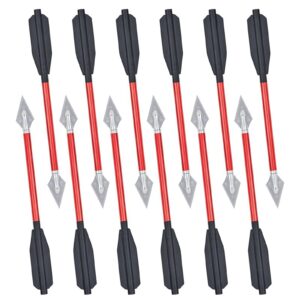 6.25 Inch Aluminum Crossbow Bolts Set with Sharp Metal Tip 50-80LB Mini Archery Crossbow Arrows for Shooting Target Practice Small Hunting Game (12pcs, Red)