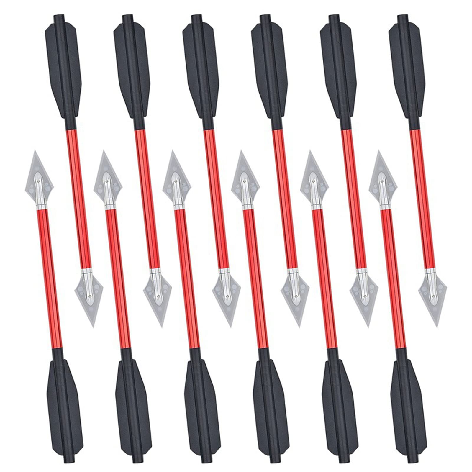 6.25 Inch Aluminum Crossbow Bolts Set with Sharp Metal Tip 50-80LB Mini Archery Crossbow Arrows for Shooting Target Practice Small Hunting Game (12pcs, Red)