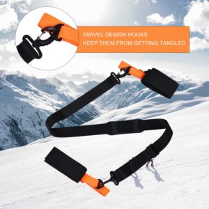 BOXOB Ski Strap and Pole Carrier, Adjustable Ski Carrier Straps Cushioned Ski Straps for Downhill Skiing Gear Ski Accessories for Adults Teens Skiing Snowboarding Winter Outdoor Activities