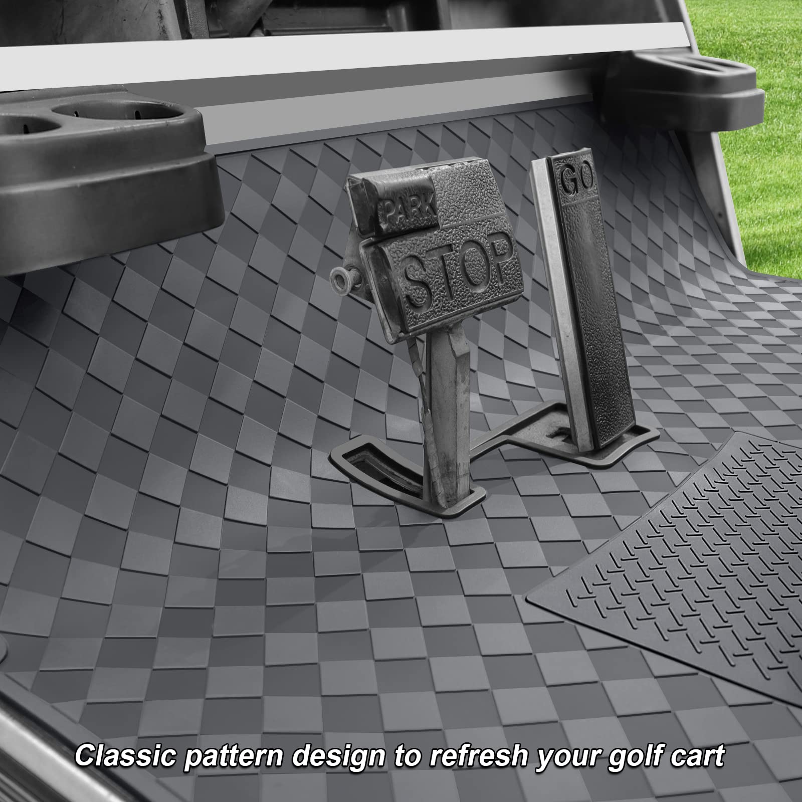 Roykaw Club Car DS Golf Cart Mat Full Coverage Floor Liner for Club Car DS (1982-2013) & Villager (1982-2018), Non-Slip Designed and Easy to Clean, Heavy-Duty Design/Lays Flat Well/Fits Like a Glove