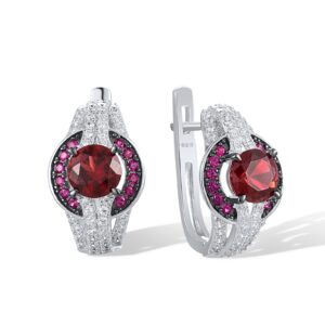 santuzza 925 sterling silver garnet cubic zirconia round shape huggie earrings for women