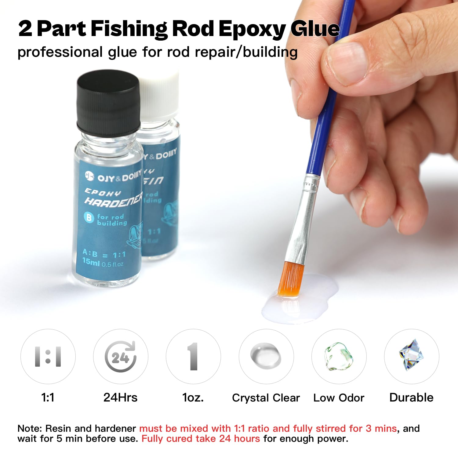 Fishing Rod Repair Kit, Ceramic Eyelet Inserts Replacement Kit with Fishing Rod Epoxy Glue