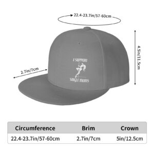 fwoeqiz I-Support-Single-Moms Hats Flat Bill Brim Gray Adjustable Baseball Cap Dancing Hip Hop Trucker Hat for Men Women