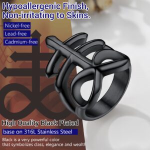 Stainless Steel Leviathan Cross Ring Satanic Jewelry Size 7 Black Customize Pinky Rings