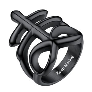 Stainless Steel Leviathan Cross Ring Satanic Jewelry Size 7 Black Customize Pinky Rings