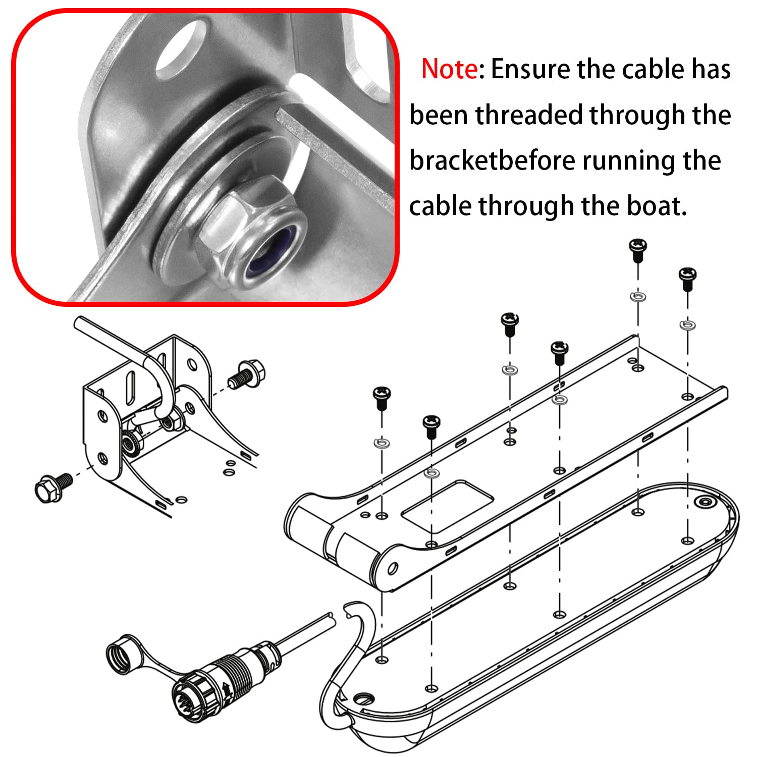 Deecaray LSS-2 HD Skimmer Transducer Mounting Bracket,Silver,Compatible with LSS-2 HD Skimmer Transducer, Replacement Part Number: 000-10874-001