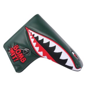 shabier new war shark flying tiger warshark golf putter headcover golf blade putter cover (dark green)