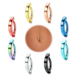 joerica 14g clicker belly button rings for women men curved barbell navel piercing jewelry stainless steel hoop belly button rings rivet reverse curved navel barbell body jewelry 10mm