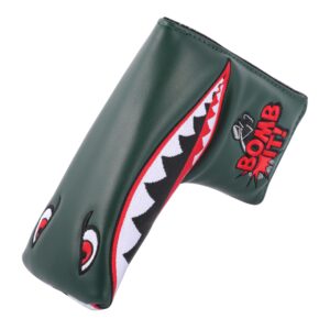 SHABIER New War Shark Flying Tiger Warshark Golf Putter Headcover Golf Blade Putter Cover (Dark Green)