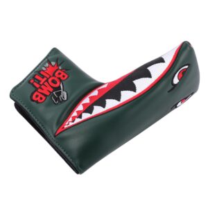 SHABIER New War Shark Flying Tiger Warshark Golf Putter Headcover Golf Blade Putter Cover (Dark Green)