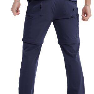 Mens Hiking Convertible Pants Waterproof Lightweight Quick Dry Zip Off Fishing Travel Safari Outdoor Cargo Work Trekking Trousers Navy 36