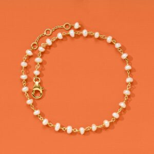 Ross-Simons 3.5-4mm Cultured Pearl Anklet in 18kt Gold Over Sterling. 9 inches