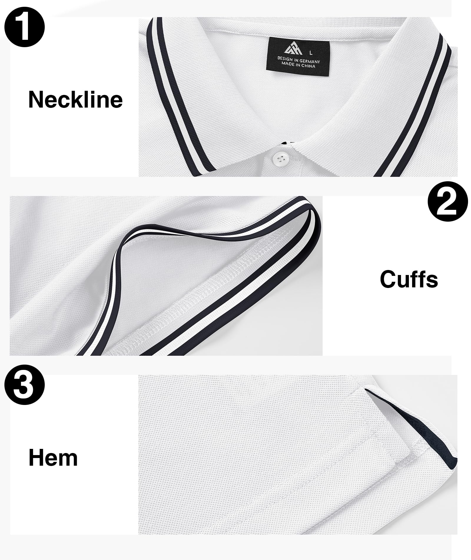 ZITY Mens Polo Shirt Short Sleeve Sports Golf Tennis Shirts for Men Summer Collared Casual Shirt White Black