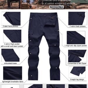 Mens Hiking Convertible Pants Waterproof Lightweight Quick Dry Zip Off Fishing Travel Safari Outdoor Cargo Work Trekking Trousers Navy 36