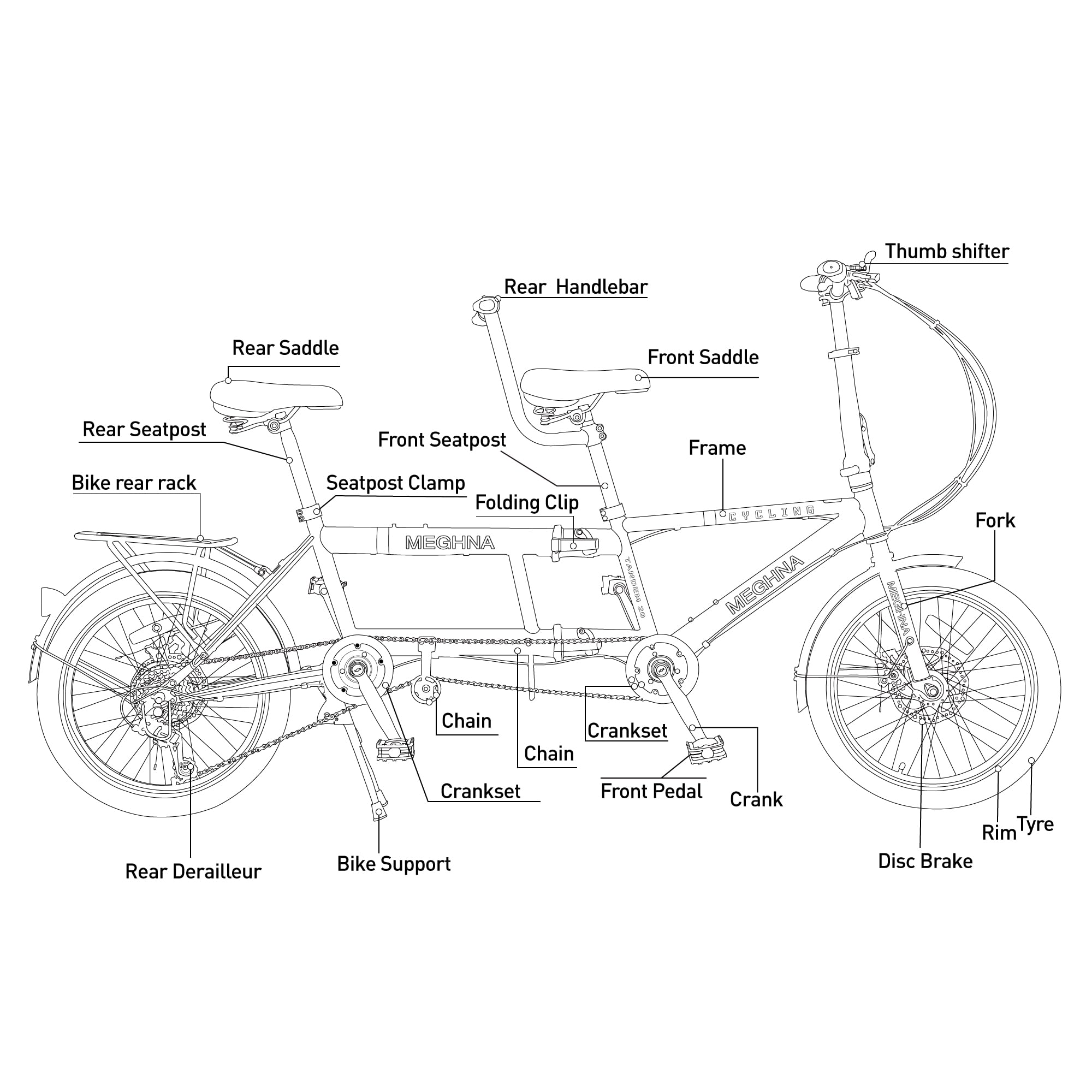 petolovty Tandem Bike - City Tandem Folding Bicycle, Foldable Tandem Adult Beach Cruiser Bike Adjustable 7 Speeds, 2-seater, CE FCC CCC (Orange)