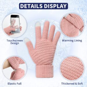 Omisy 4 Pairs Womens Gloves for Cold Weather, Christmas Gifts for Her Mom Wife Stockings Stuffers, Winter Warm Gloves with Touchscreen - Black, Grey, Beige, Pink